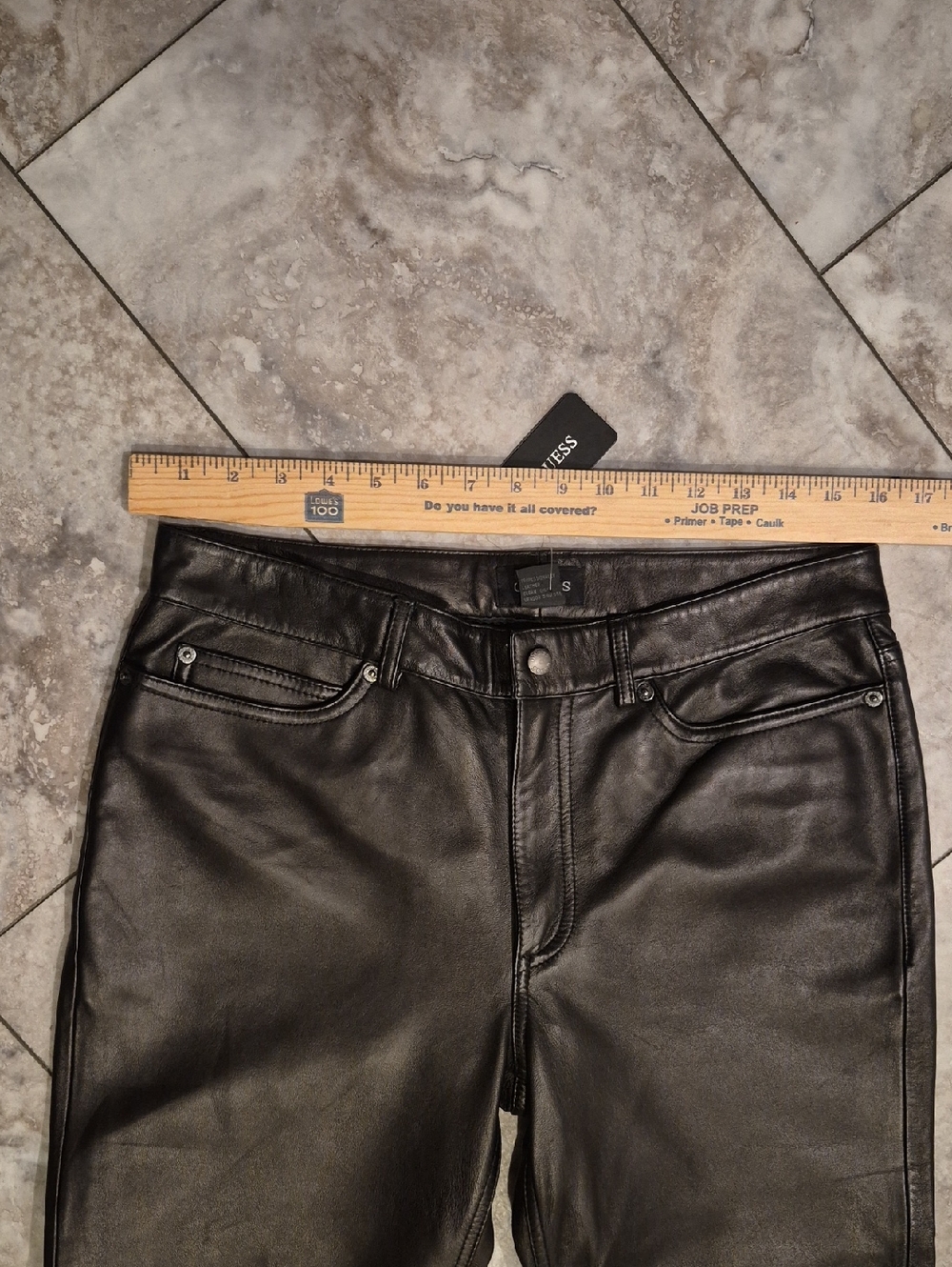 GUESS NWT REAL GENUINE SOFT LEATHER STRAIGHT CUT HIGH RISE JEANS SIZE 10 - Picture 7 of 10